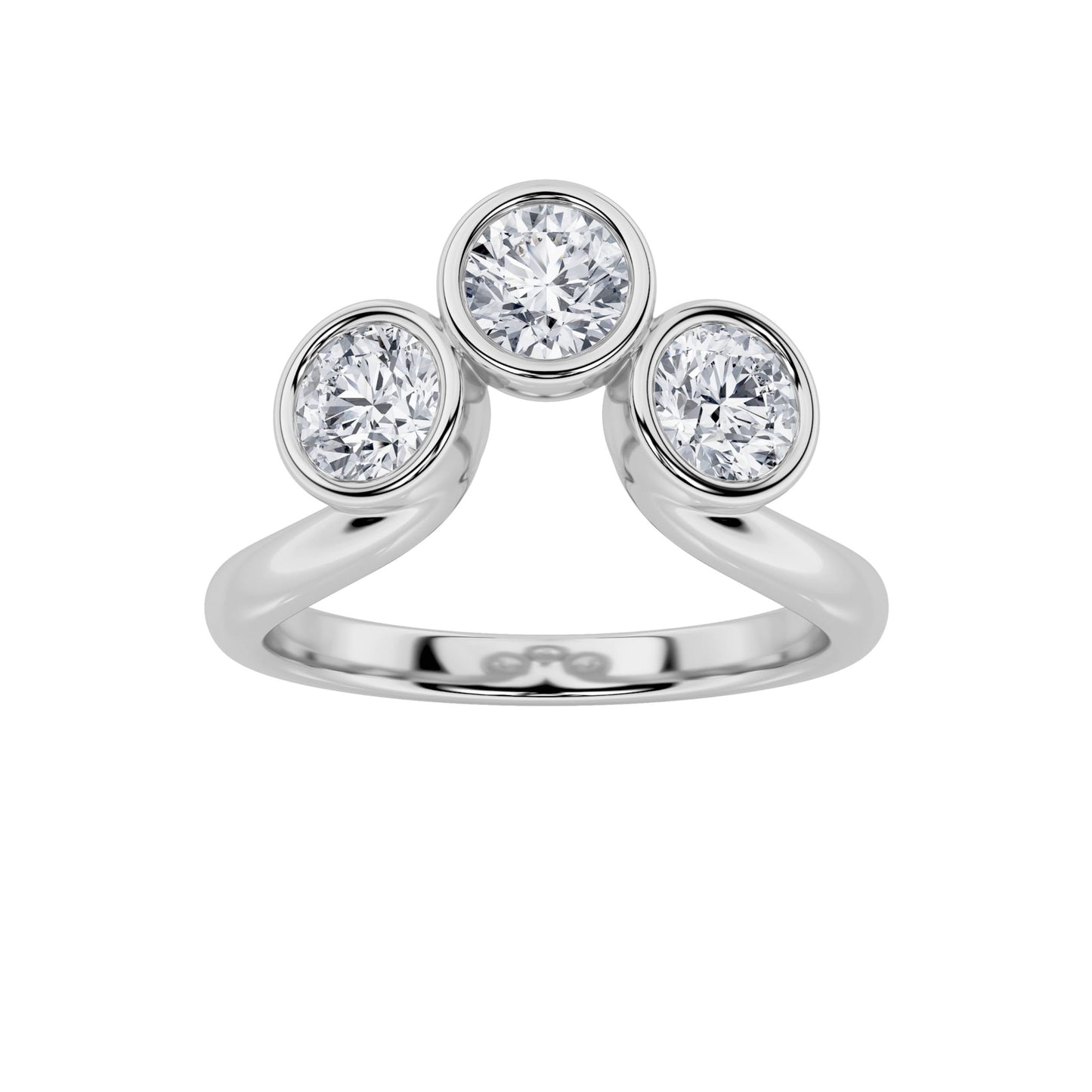 1Cttw Round Shaped Lab Grown Diamond (F/VS) Three Stone Ring in 14K Gold