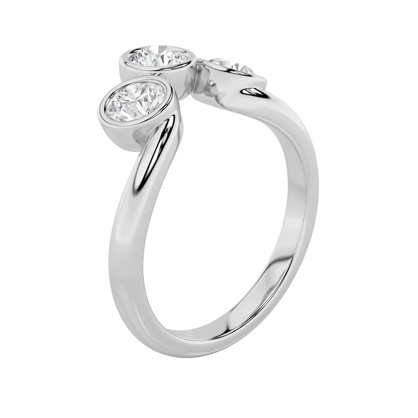 1Cttw Round Shaped Lab Grown Diamond (F/VS) Three Stone Ring in 14K Gold