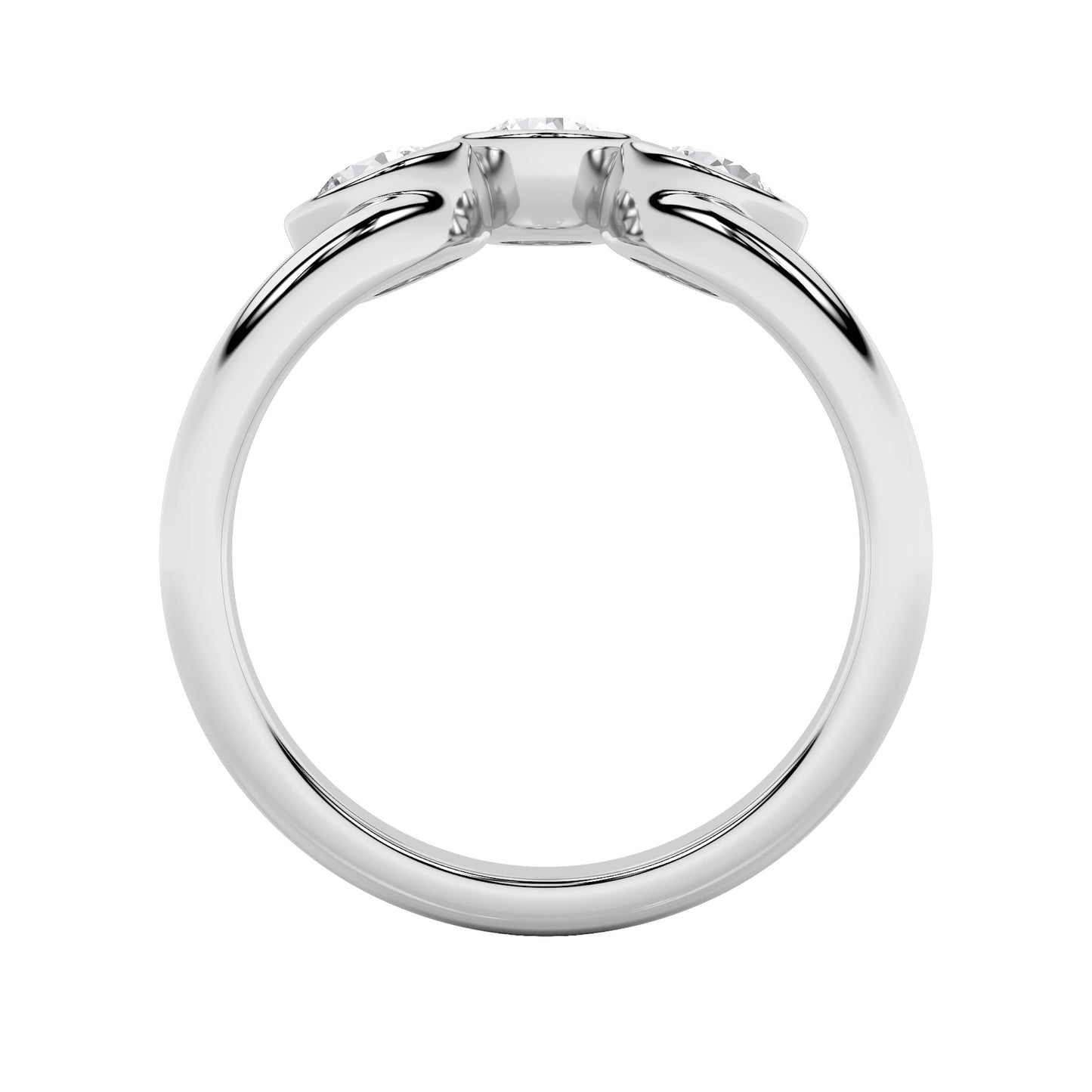 1Cttw Round Shaped Lab Grown Diamond (F/VS) Three Stone Ring in 14K Gold