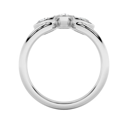 1Cttw Round Shaped Lab Grown Diamond (F/VS) Three Stone Ring in 14K Gold