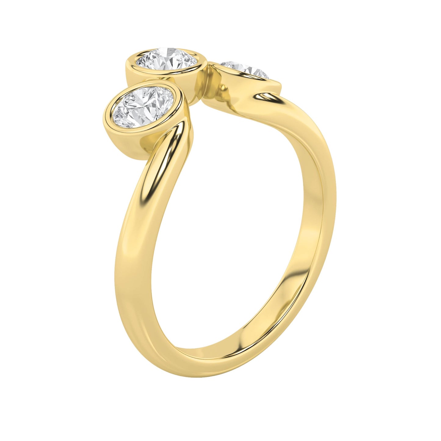 1Cttw Round Shaped Lab Grown Diamond (F/VS) Three Stone Ring in 14K Gold