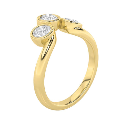 1Cttw Round Shaped Lab Grown Diamond (F/VS) Three Stone Ring in 14K Gold