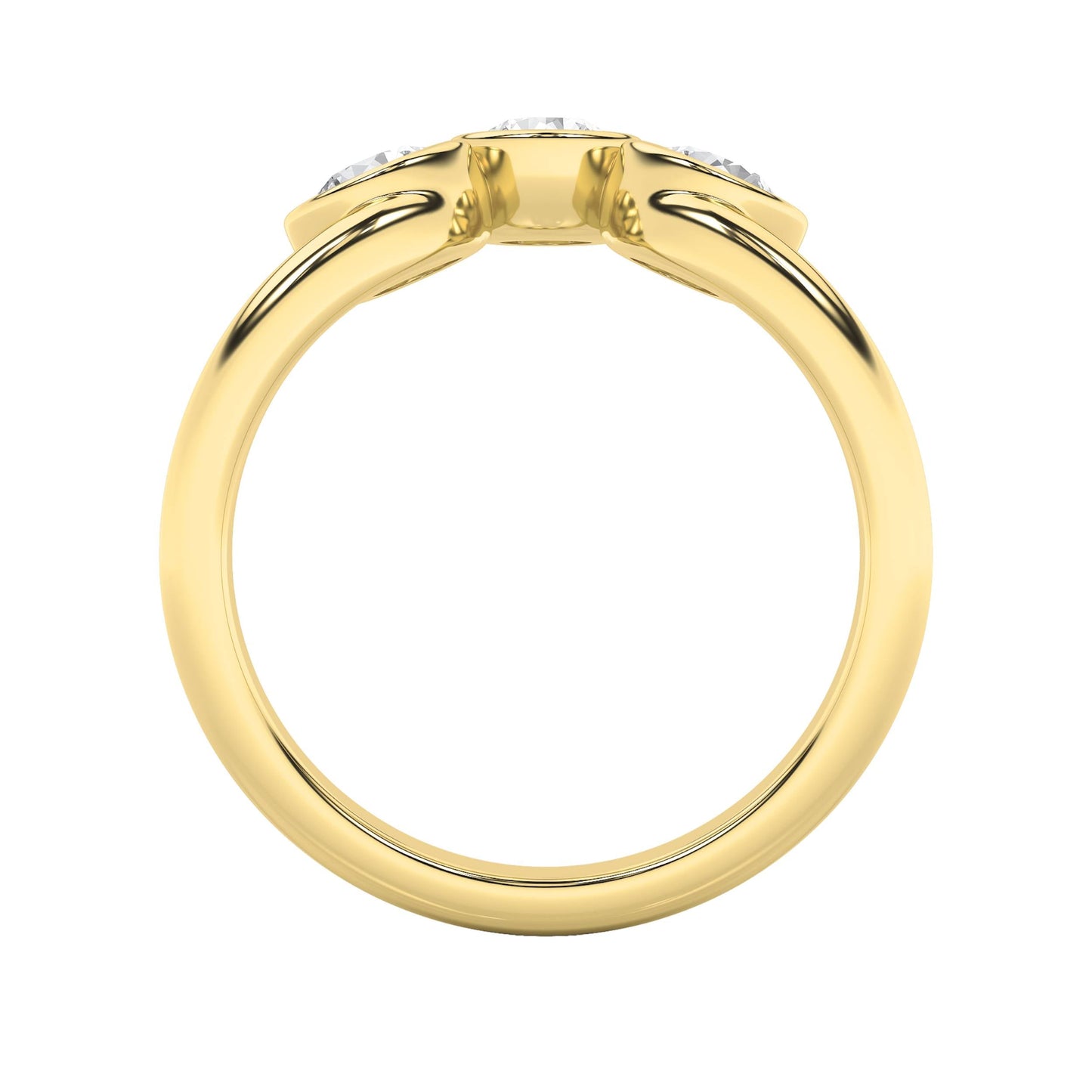 1Cttw Round Shaped Lab Grown Diamond (F/VS) Three Stone Ring in 14K Gold
