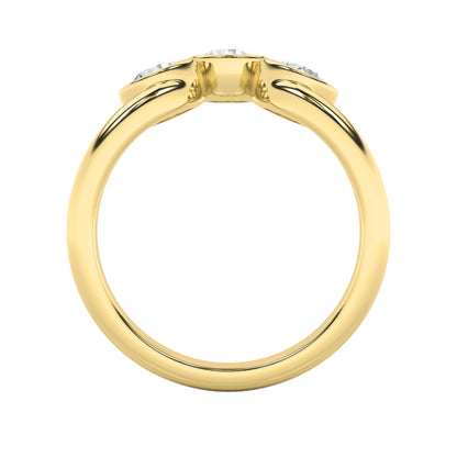 1Cttw Round Shaped Lab Grown Diamond (F/VS) Three Stone Ring in 14K Gold