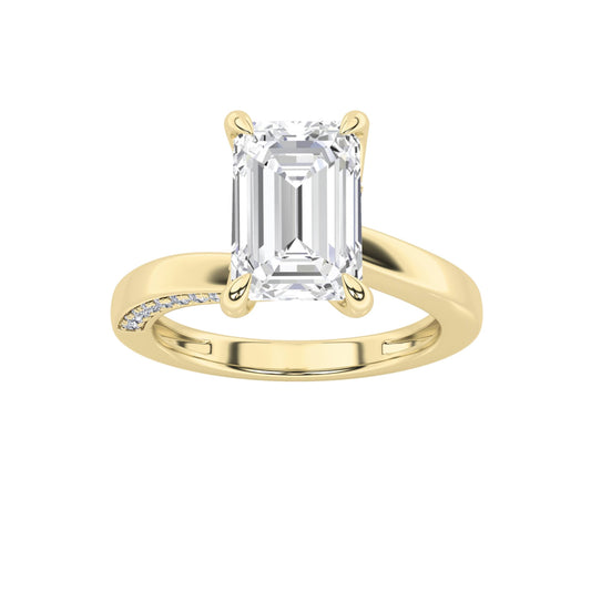 2.5Cttw Emerald Shaped Lab Grown Diamond (G/VS) Accented Engagement Ring in 14K Gold