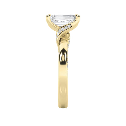 2.5Cttw Emerald Shaped Lab Grown Diamond (G/VS) Accented Engagement Ring in 14K Gold