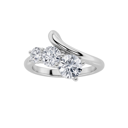 1.5Cttw Round Shaped Lab Grown Diamond (F/VS) Three Stone Engagement Ring 14K Gold
