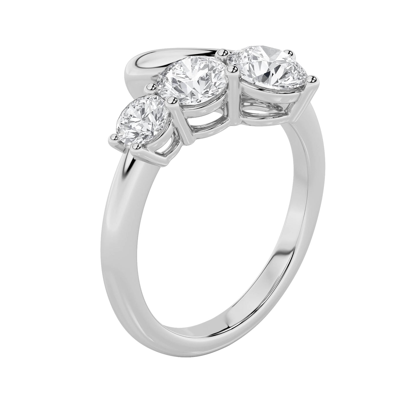 1.5Cttw Round Shaped Lab Grown Diamond (F/VS) Three Stone Ring in 14K Gold