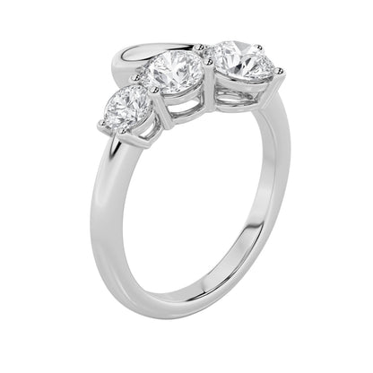1.5Cttw Round Shaped Lab Grown Diamond (F/VS) Three Stone Ring in 14K Gold