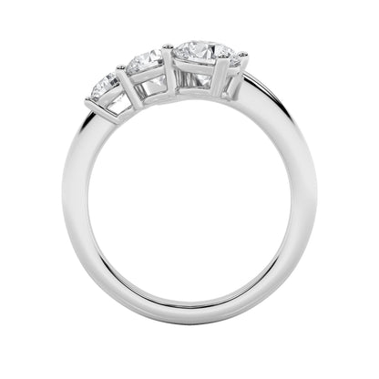 1.5Cttw Round Shaped Lab Grown Diamond (F/VS) Three Stone Engagement Ring 14K Gold