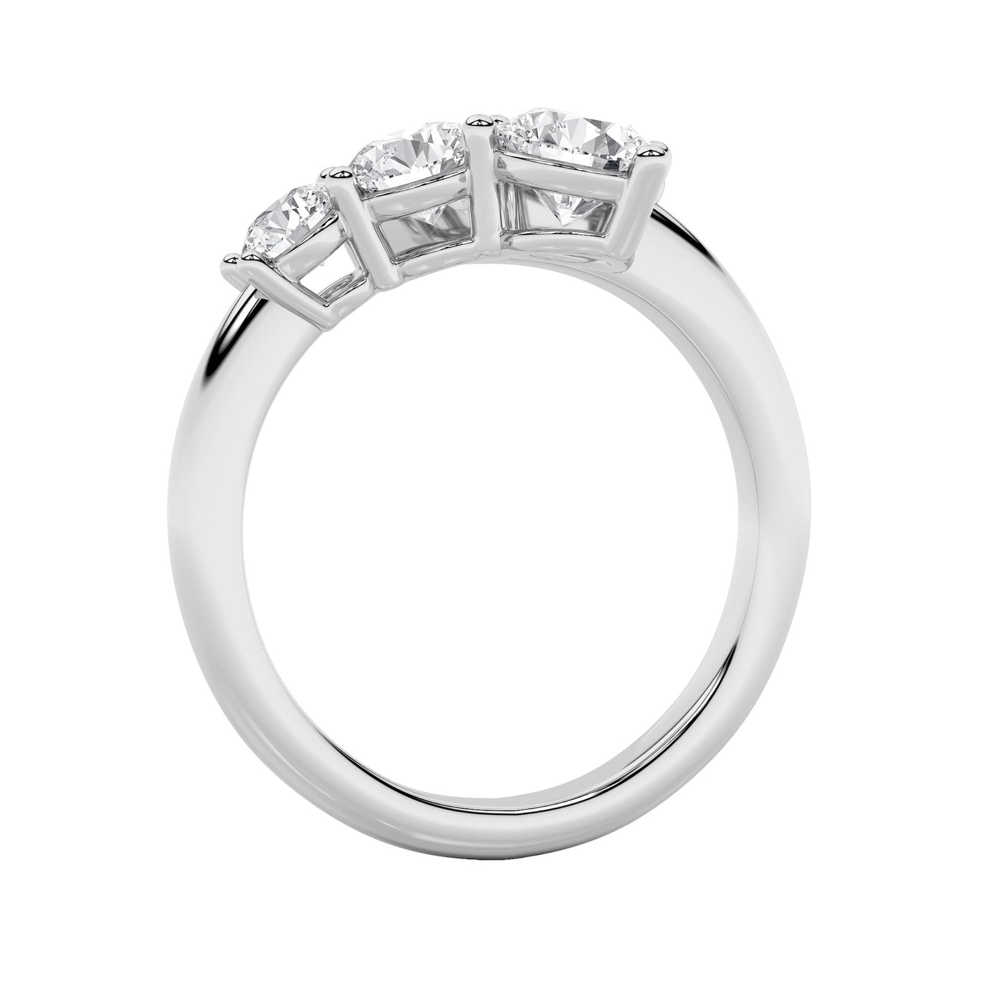 1.5Cttw Round Shaped Lab Grown Diamond (F/VS) Three Stone Ring in 14K Gold