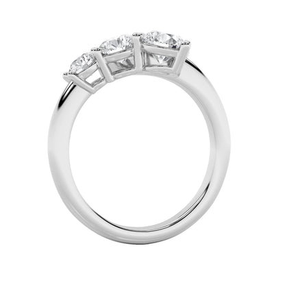 1.5Cttw Round Shaped Lab Grown Diamond (F/VS) Three Stone Ring in 14K Gold