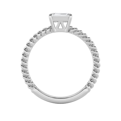 0.5Cttw Emerald Shaped Lab Grown Diamond (F/VS) Petite Solitaire Engagement Ring in 14K Gold