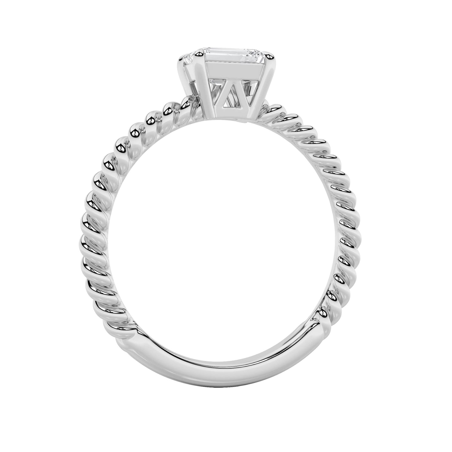 0.5Cttw Emerald Shaped Lab Grown Diamond (F/VS) Petite Solitaire Engagement Ring in 14K Gold