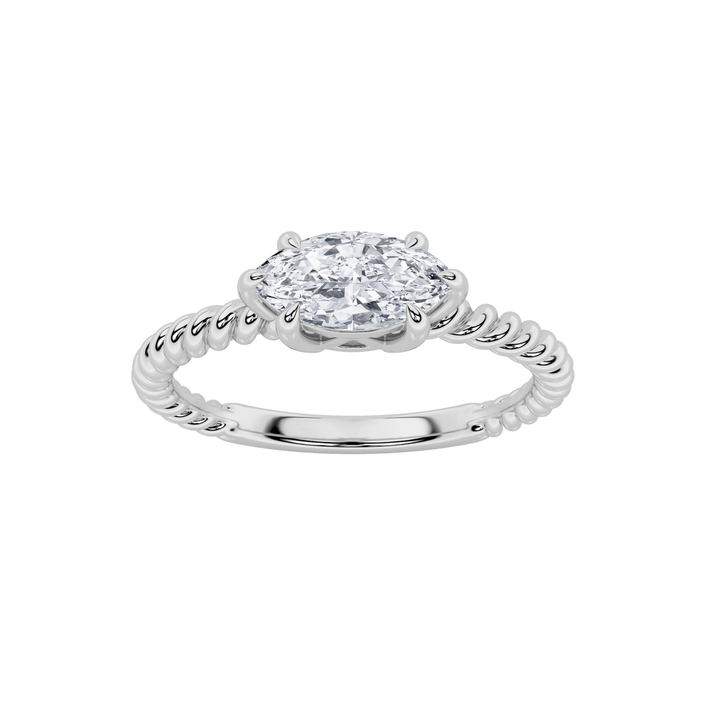 0.5Cttw Marquise Shaped Lab Grown Diamond (F/VS) Petite Solitaire Engagement Ring in 14K Gold