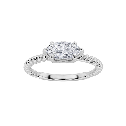 0.5Cttw Marquise Shaped Lab Grown Diamond (F/VS) Petite Solitaire Engagement Ring in 14K Gold