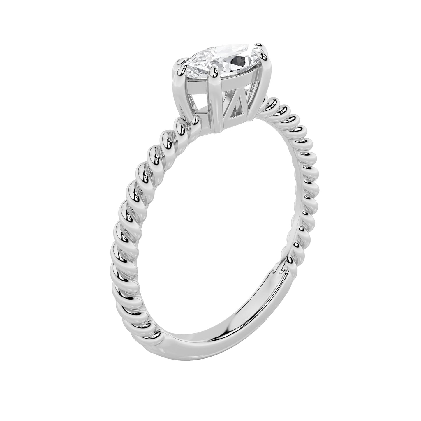 0.5Cttw Marquise Shaped Lab Grown Diamond (F/VS) Petite Solitaire Engagement Ring in 14K Gold