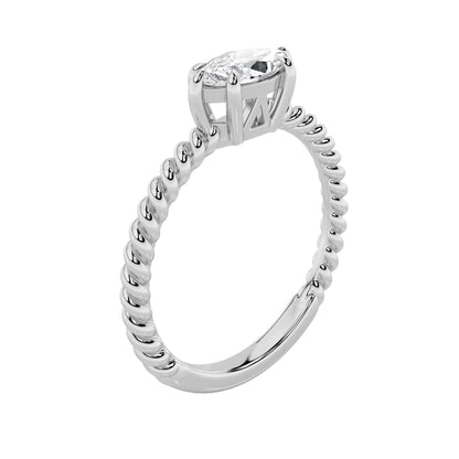0.5Cttw Marquise Shaped Lab Grown Diamond (F/VS) Petite Solitaire Engagement Ring in 14K Gold