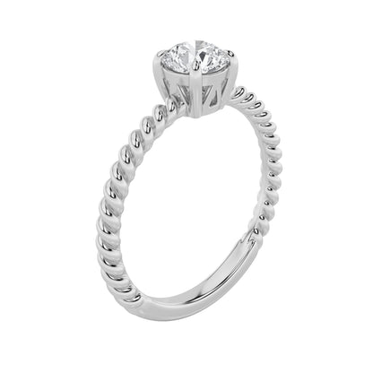 0.5Cttw Round Shaped Lab Grown Diamond (F/VS) Solitaire Engagement Ring in 14K Gold
