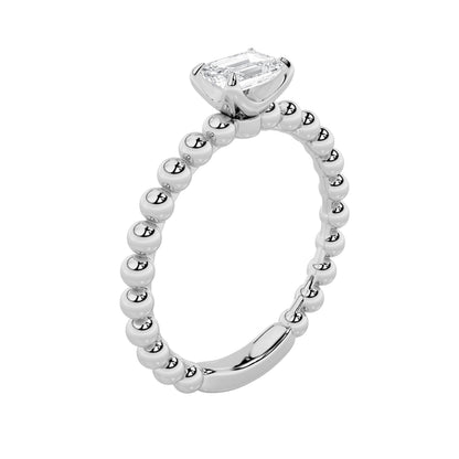 0.5Cttw Emerald Shaped Lab Grown Diamond (F/VS) Petite Solitaire Engagement Ring in 14K Gold