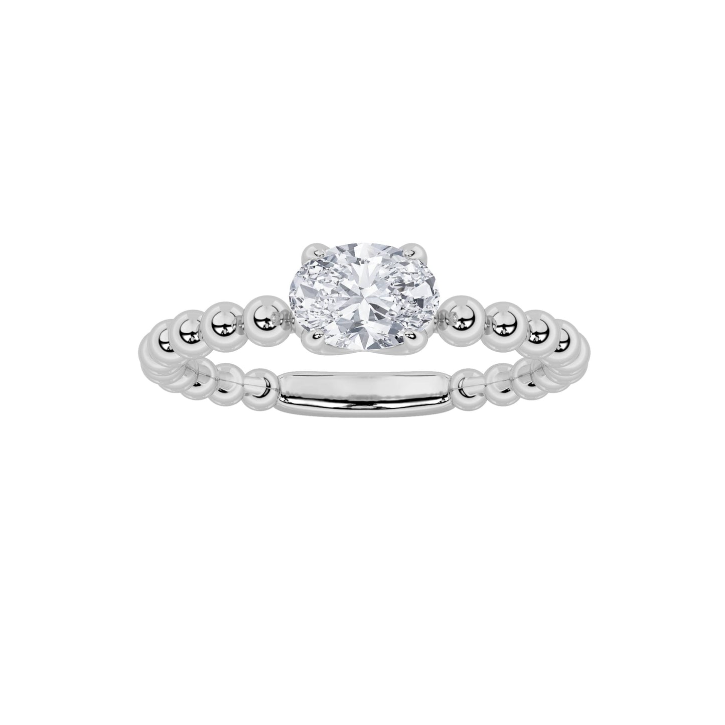 0.5Cttw Oval Shaped Lab Grown Diamond (F/VS) Petite Solitaire Engagement Ring in 14K Gold