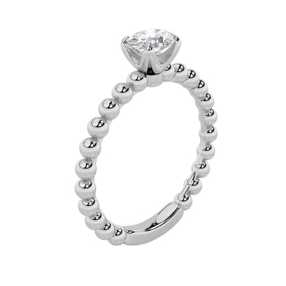 0.5Cttw Oval Shaped Lab Grown Diamond (F/VS) Petite Solitaire Engagement Ring in 14K Gold