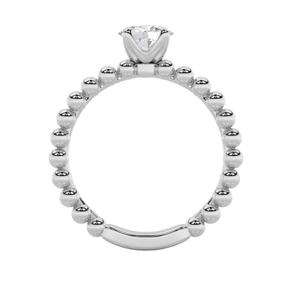 0.5Cttw Oval Shaped Lab Grown Diamond (F/VS) Petite Solitaire Engagement Ring in 14K Gold
