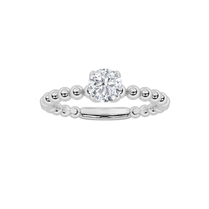 0.5Cttw Round Shaped Lab Grown Diamond (F/VS) Petite Solitaire Engagement Ring in 14K Gold