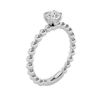 0.5Cttw Round Shaped Lab Grown Diamond (F/VS) Petite Solitaire Engagement Ring in 14K Gold