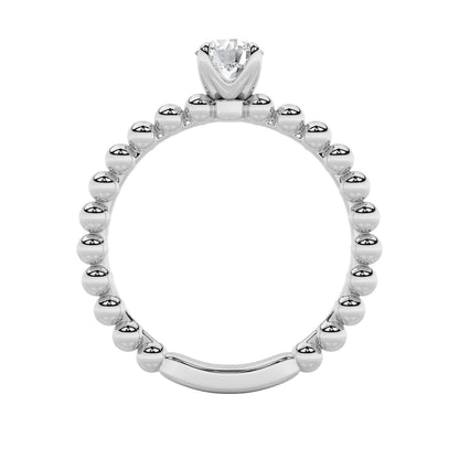 0.5Cttw Round Shaped Lab Grown Diamond (F/VS) Petite Solitaire Engagement Ring in 14K Gold