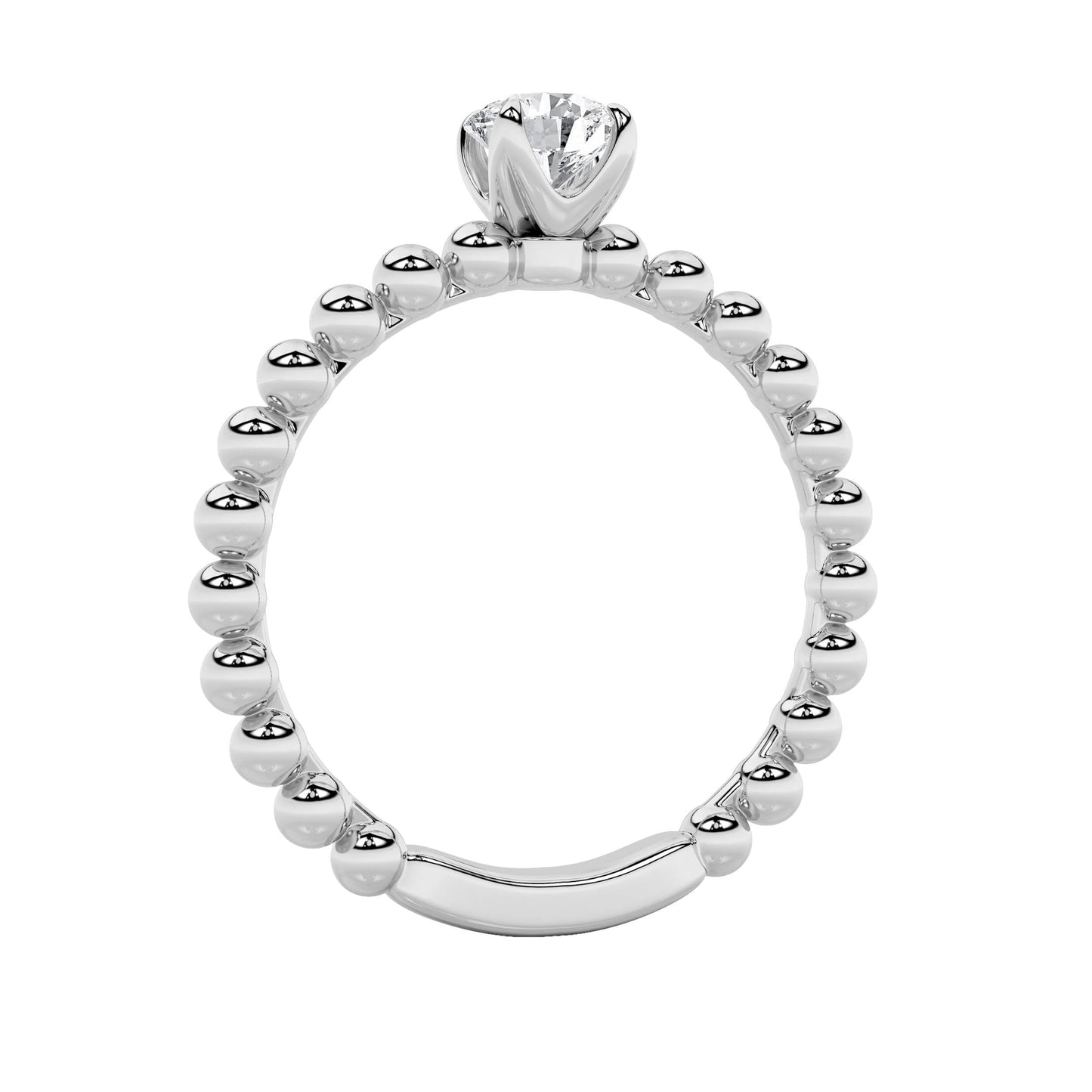 0.5Cttw Round Shaped Lab Grown Diamond (F/VS) Petite Solitaire Engagement Ring in 14K Gold