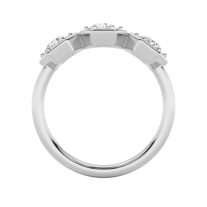 1Cttw Round Shaped Lab Grown Diamond (F/VS) Three Stone Ring in 14K Gold