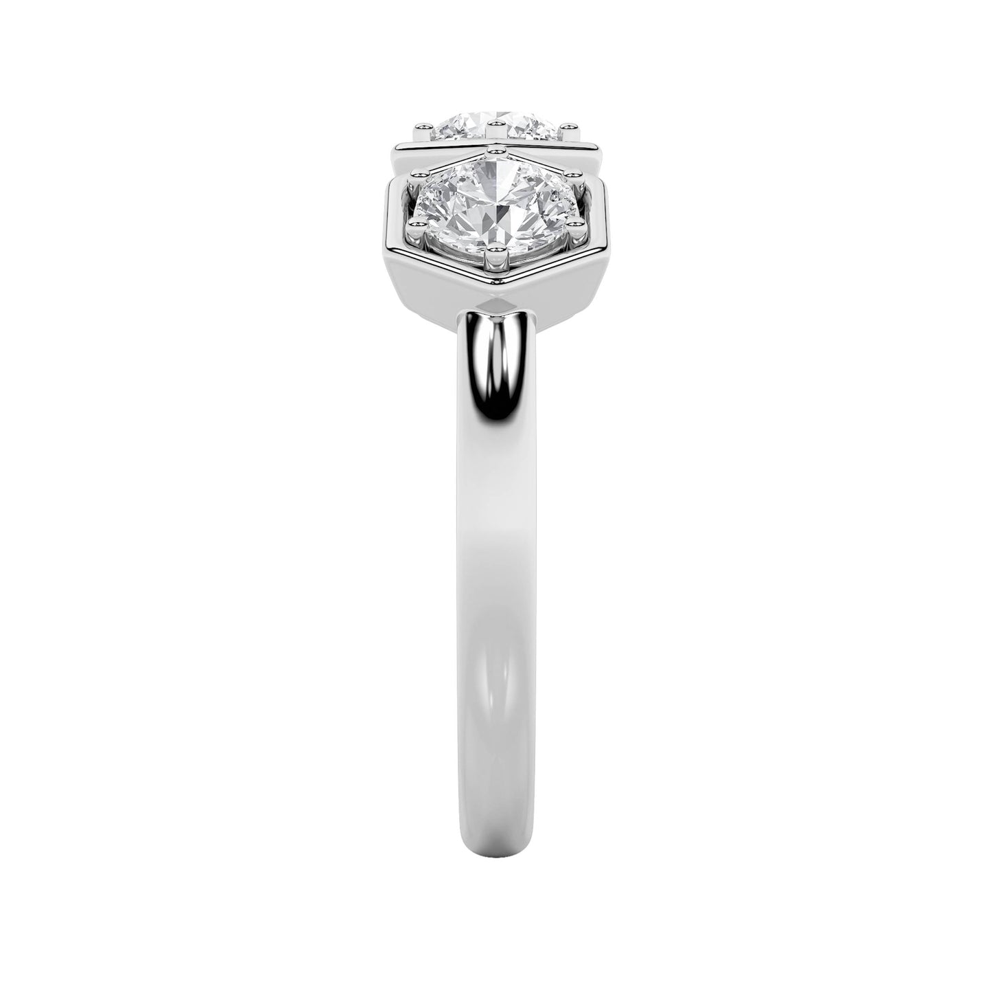 1Cttw Round Shaped Lab Grown Diamond (F/VS) Three Stone Ring in 14K Gold