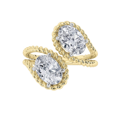 2Cttw Oval Shaped Lab Grown Diamond (F/VS) Toi et Moi Fashiion Ring in 14K Gold