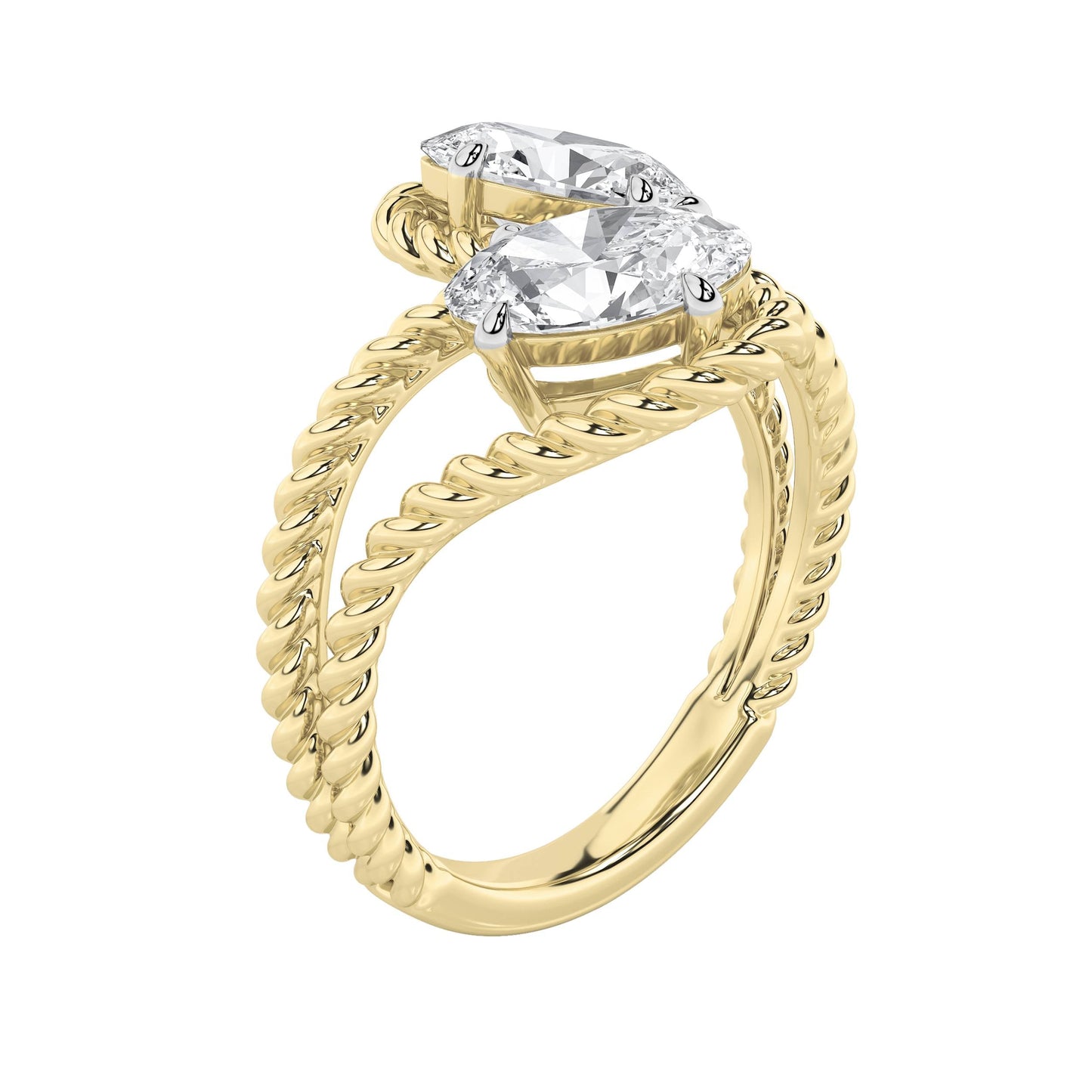 2Cttw Oval Shaped Lab Grown Diamond (F/VS) Toi et Moi Fashiion Ring in 14K Gold