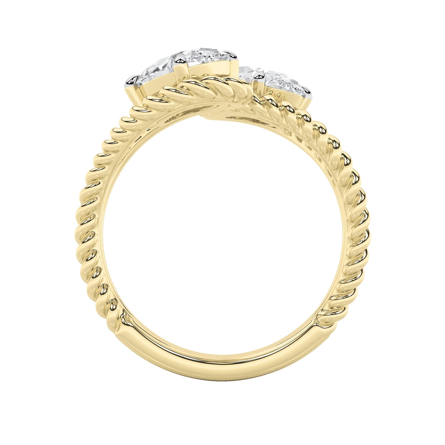 2Cttw Oval Shaped Lab Grown Diamond (F/VS) Toi et Moi Fashiion Ring in 14K Gold