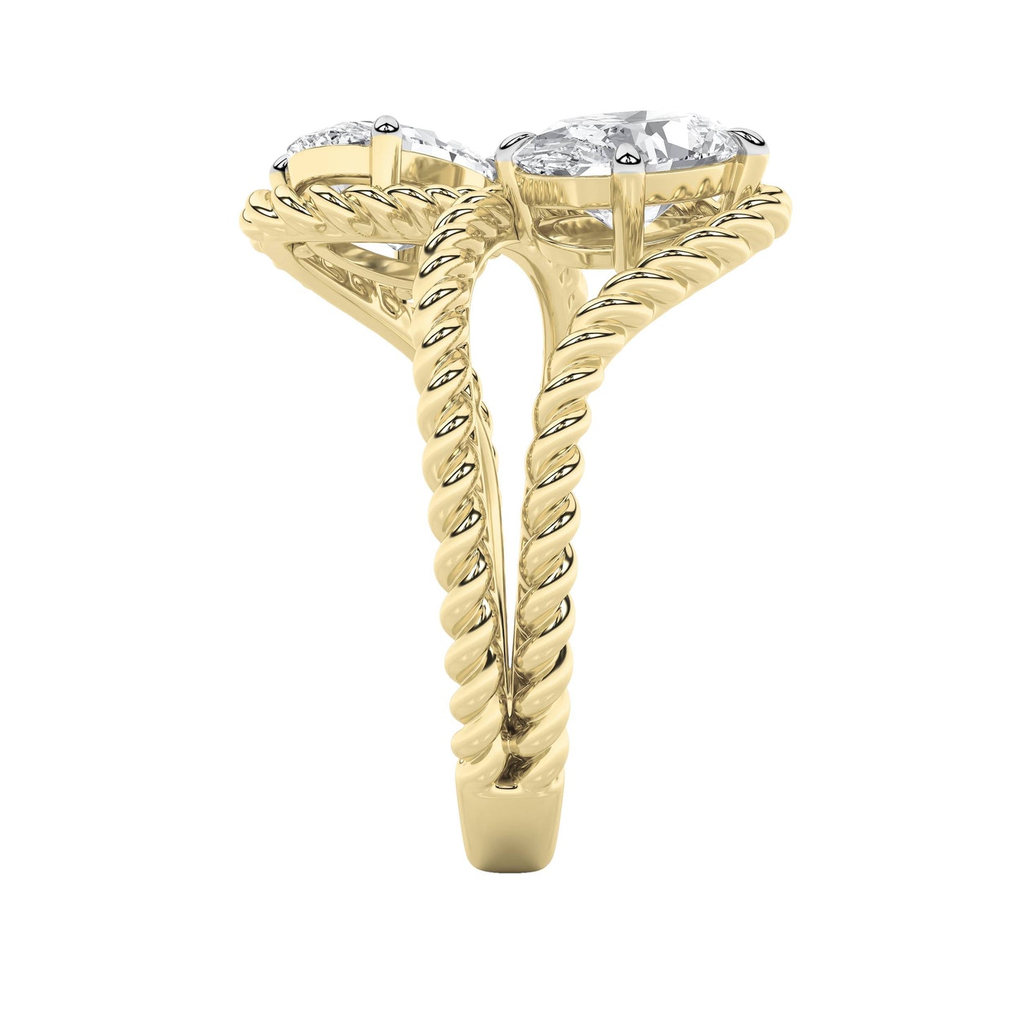 2Cttw Oval Shaped Lab Grown Diamond (F/VS) Toi et Moi Fashiion Ring in 14K Gold
