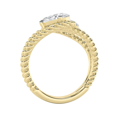 2Cttw Oval Shaped Lab Grown Diamond (F/VS) Toi et Moi Fashiion Ring in 14K Gold