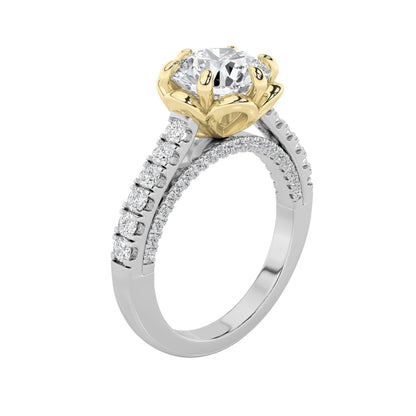 2.5Cttw Round Shaped Lab Grown Diamond (F/VS) Two Tone Solitaire Engagement Ring in 14K Gold