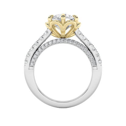 2.5Cttw Round Shaped Lab Grown Diamond (F/VS) Two Tone Solitaire Engagement Ring in 14K Gold
