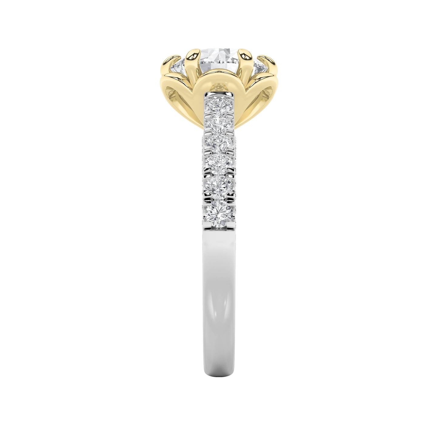 2.5Cttw Round Shaped Lab Grown Diamond (F/VS) Two Tone Solitaire Engagement Ring in 14K Gold