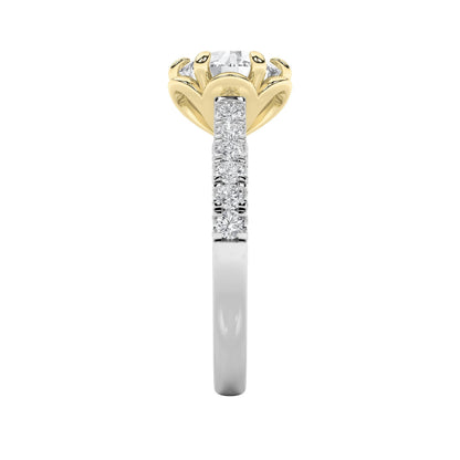 2.5Cttw Round Shaped Lab Grown Diamond (F/VS) Two Tone Solitaire Engagement Ring in 14K Gold