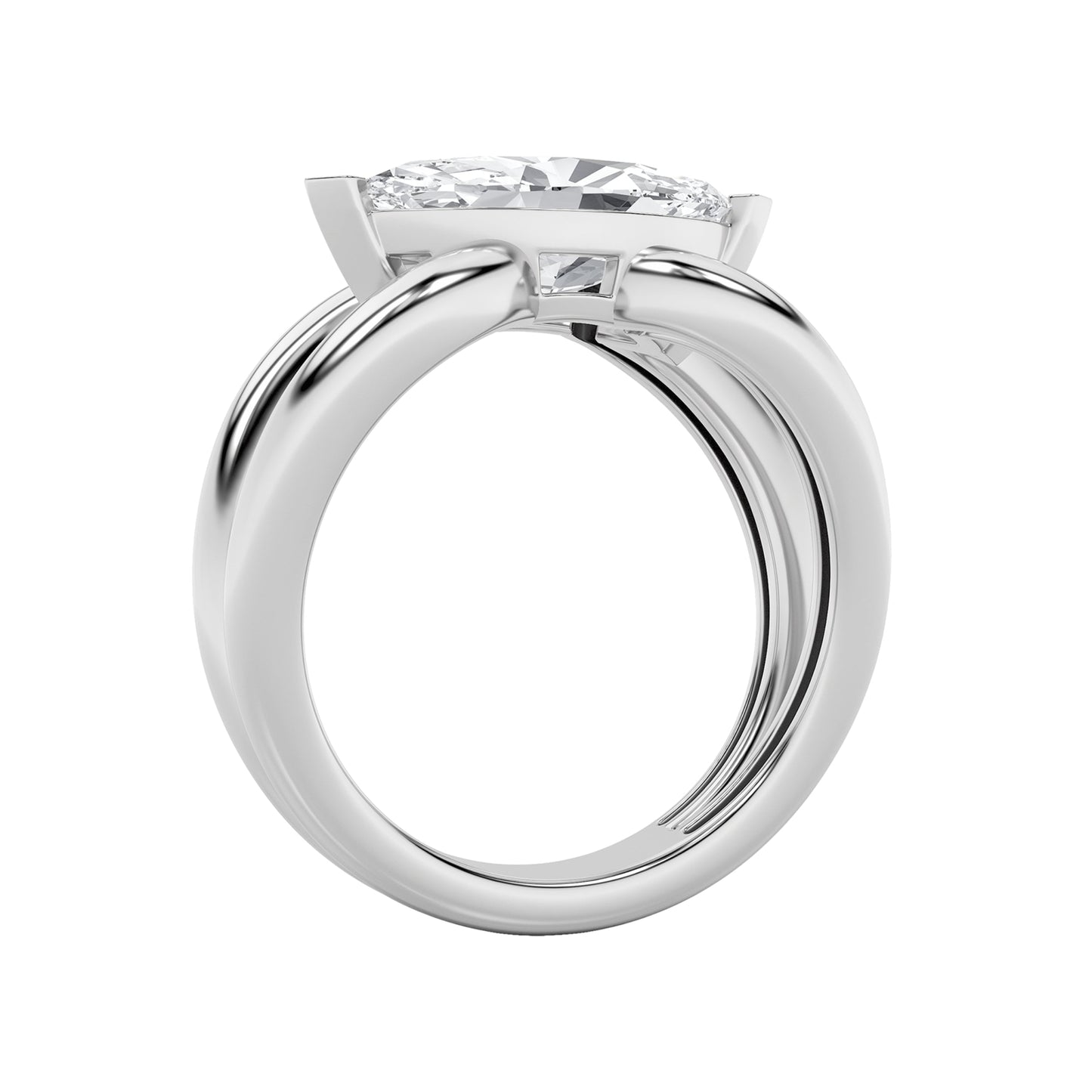 2Cttw Marquise Shaped Lab Grown Diamond (G/VS) East West Solitaire Engagement Ring in 14K Gold