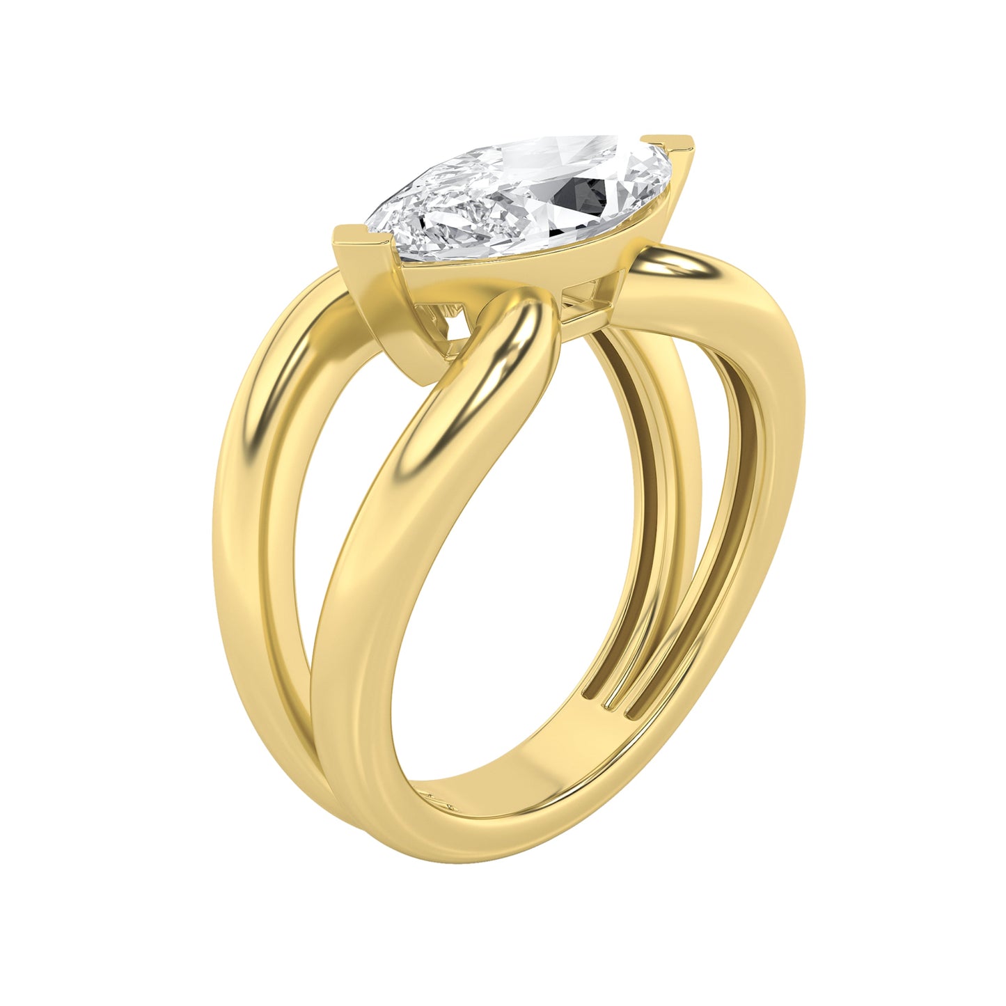 2Cttw Marquise Shaped Lab Grown Diamond (G/VS) East West Solitaire Engagement Ring in 14K Gold