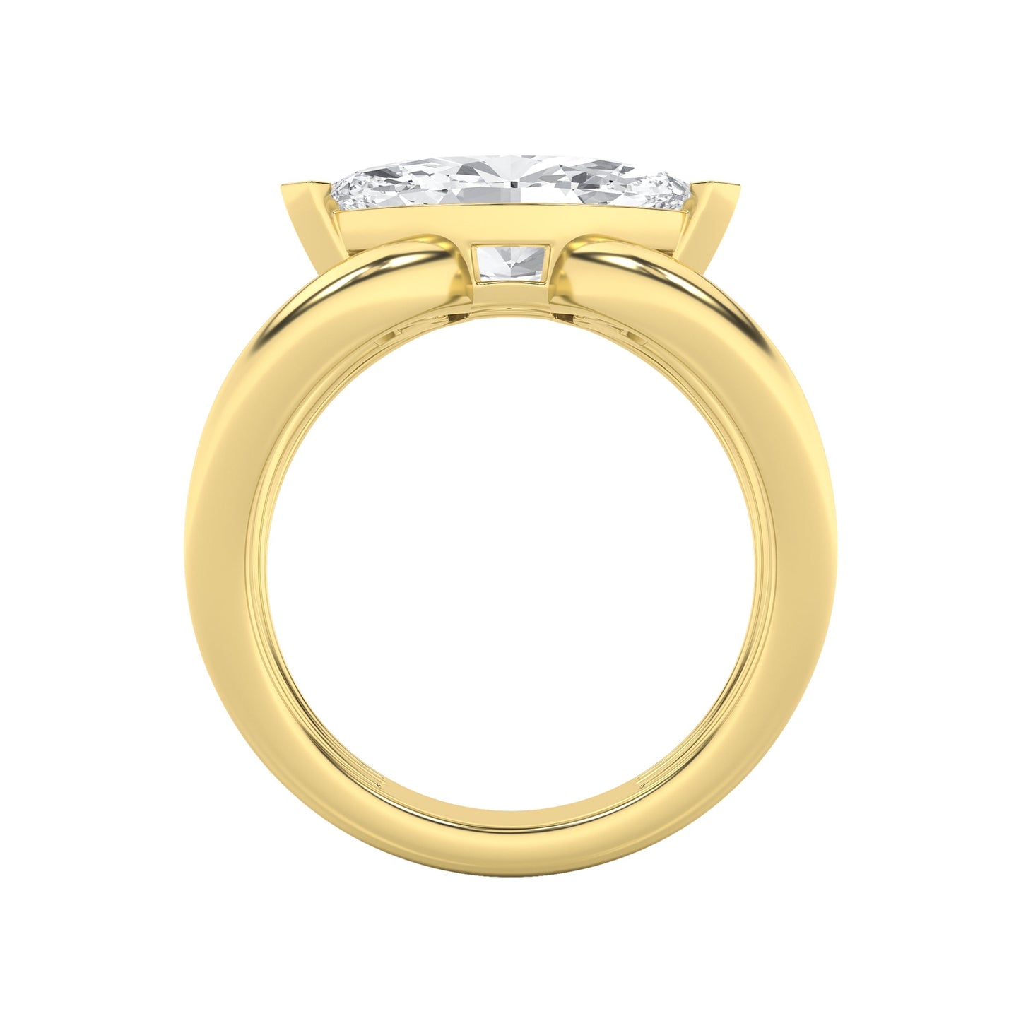 2Cttw Marquise Shaped Lab Grown Diamond (G/VS) East West Solitaire Engagement Ring  14K Gold