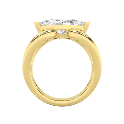 2Cttw Marquise Shaped Lab Grown Diamond (G/VS) East West Solitaire Engagement Ring  14K Gold