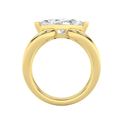 2Cttw Marquise Shaped Lab Grown Diamond (G/VS) East West Solitaire Engagement Ring in 14K Gold