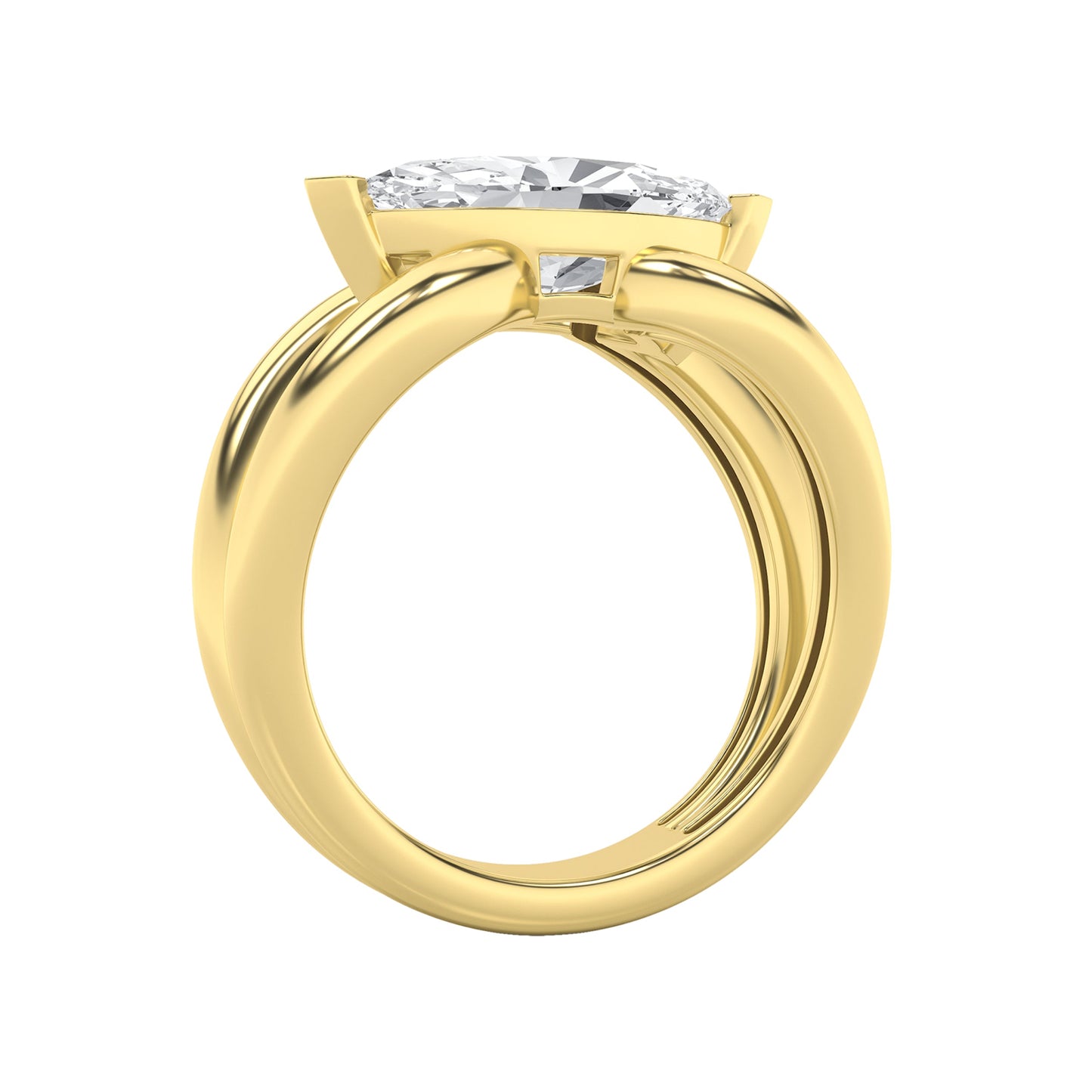 2Cttw Marquise Shaped Lab Grown Diamond (G/VS) East West Solitaire Engagement Ring in 14K Gold