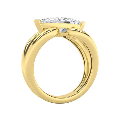 2Cttw Marquise Shaped Lab Grown Diamond (G/VS) East West Solitaire Engagement Ring in 14K Gold