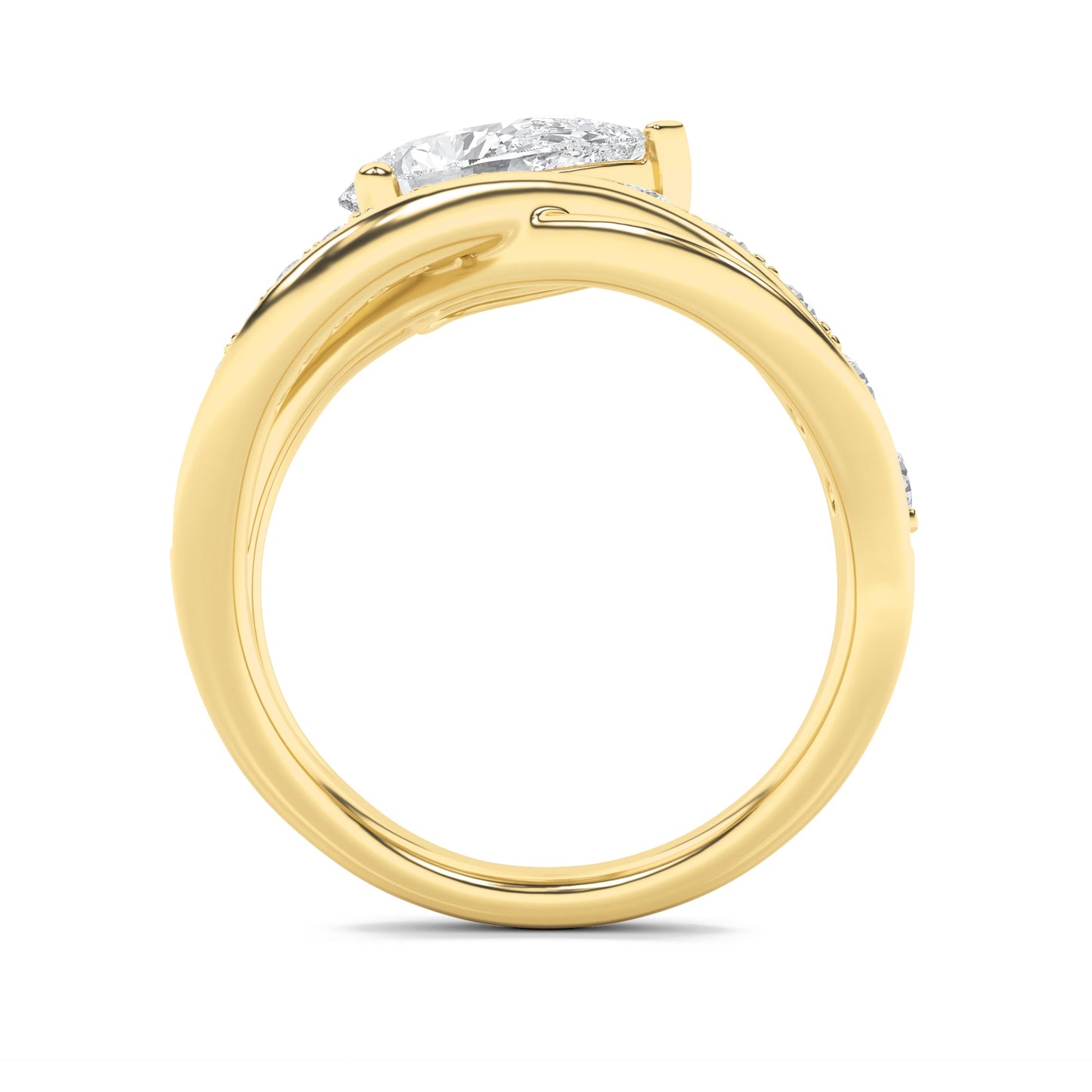 2Cttw Pear Shaped Lab Grown Diamond (G/VS) Ring in 14K Gold